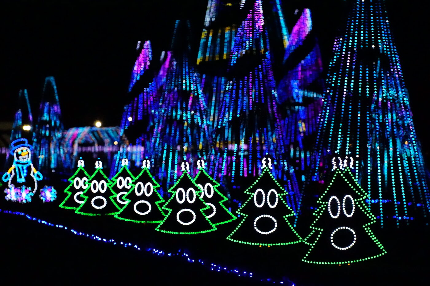 Illuminated archways forming a path of dazzling lights